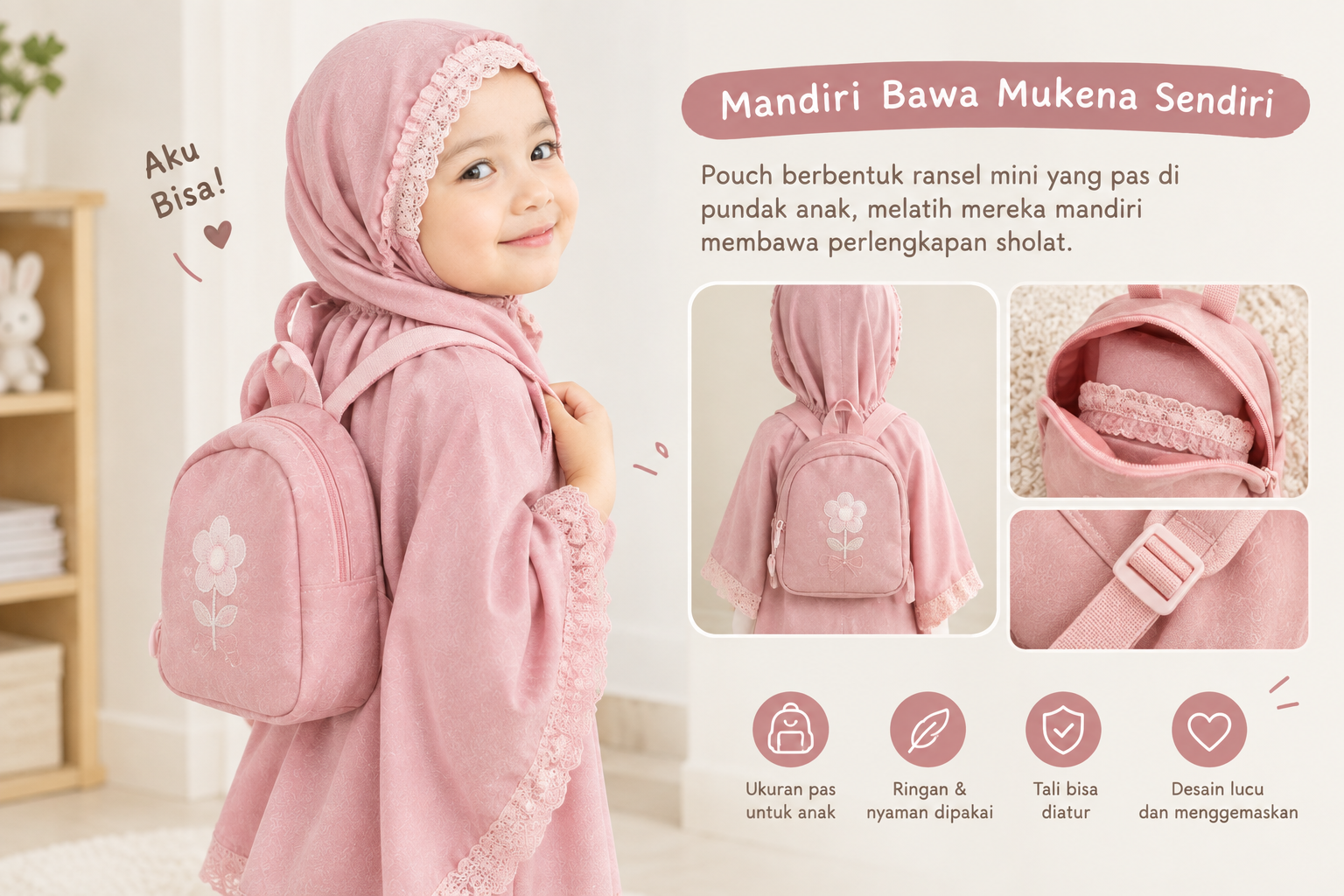 Tas ransel mini mukena anak Solagirl