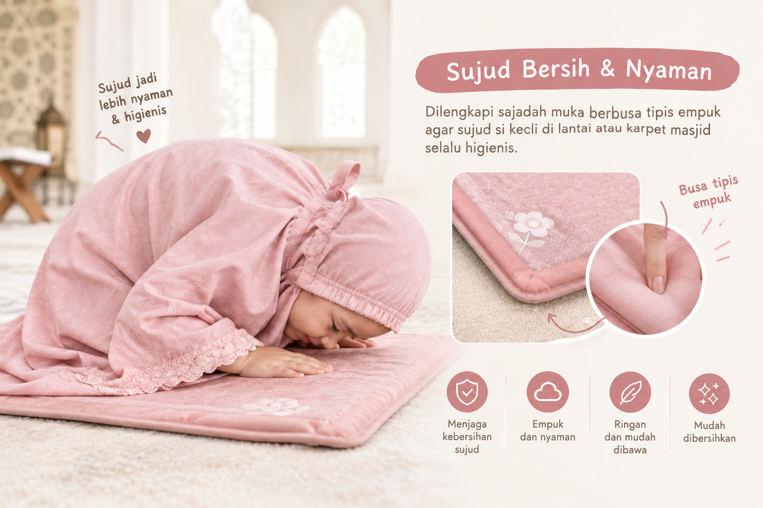 Sajadah muka mini motif serasi